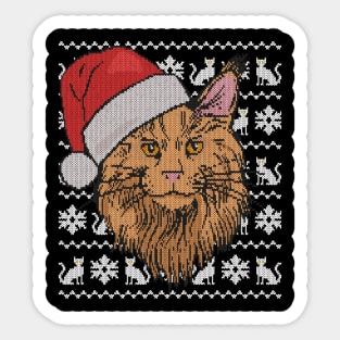 XMAS Maine Coon - knitted effect ugly Christmas Sticker